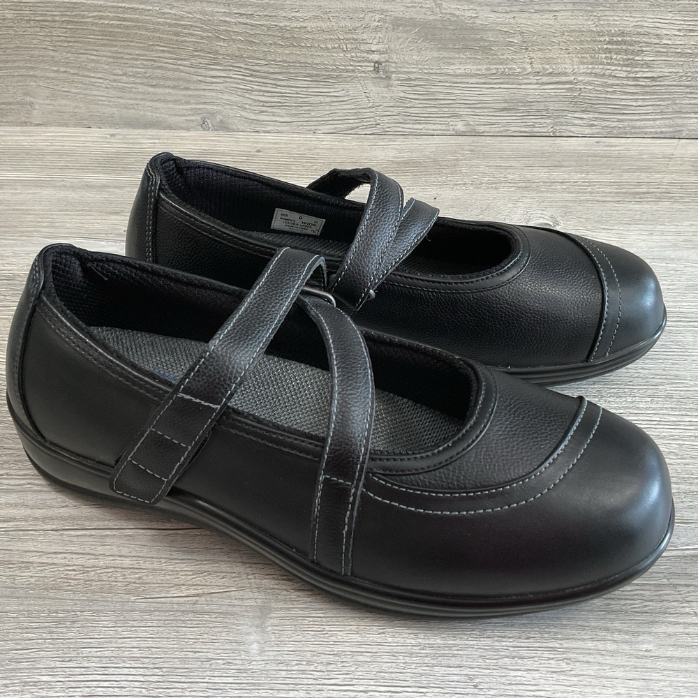Orthofeet 865 Celina Mary Jane Shoes Womens Size 9 D Black Leather Orthopedic